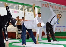 The Governor of Arunachal Pradesh Shri JP Rajkhowa participating in the International Yoga Day at Indira Gandhi Park, Itanagar on 21st June 2015.